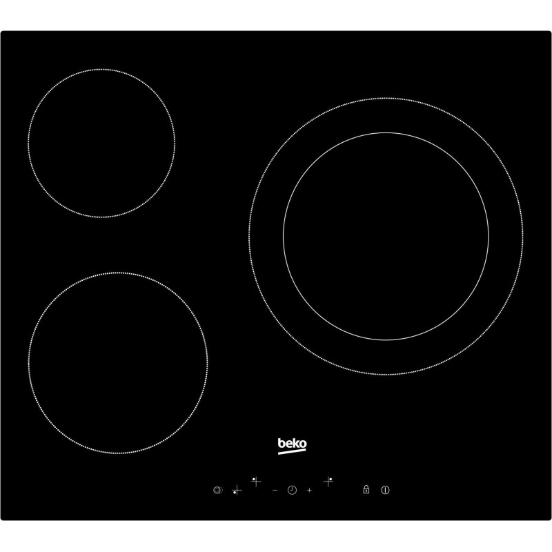 Vitrocerámica Beko HIC63402T de 3 zonas con instalación